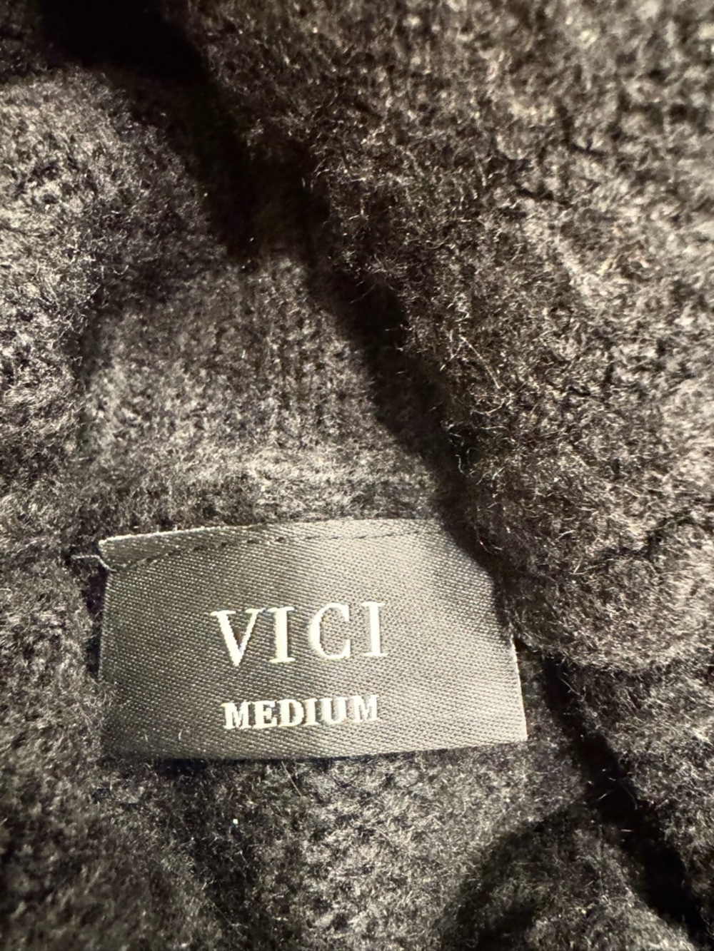 Vici Black Textured Knit Cowl Neck Sweater - Picture 3 of 3